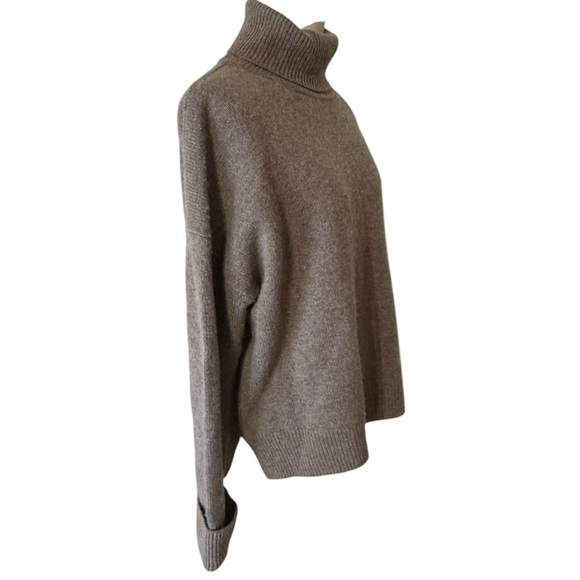 NORDSTROM Cashmere Wool Blend Taupe Turtleneck Sweater Soft Casual Size L M Work - Picture 4 of 8